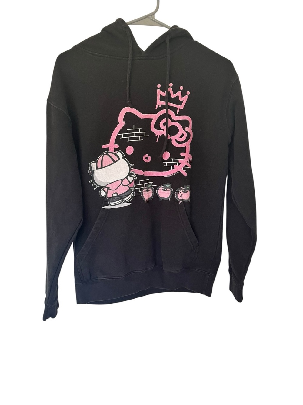 Hello Kitty Graffiti Hoodie Delta Fleece Adult M Black Pink Skate Graphic